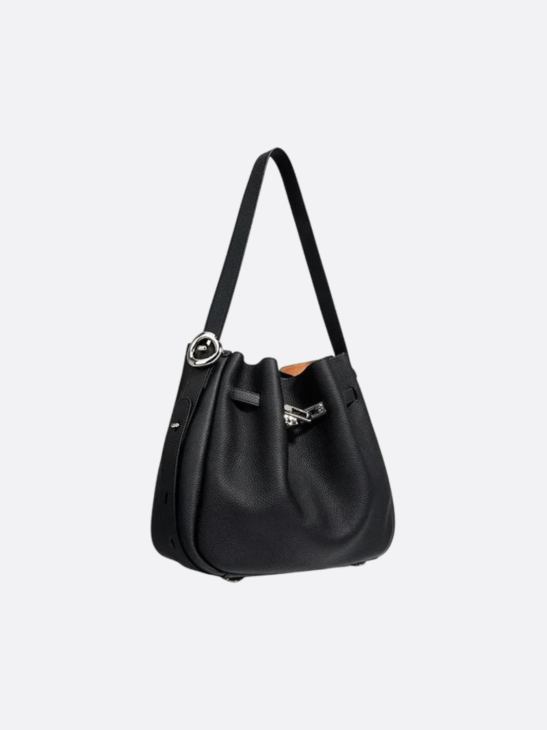 sac seau cuir grainé noir