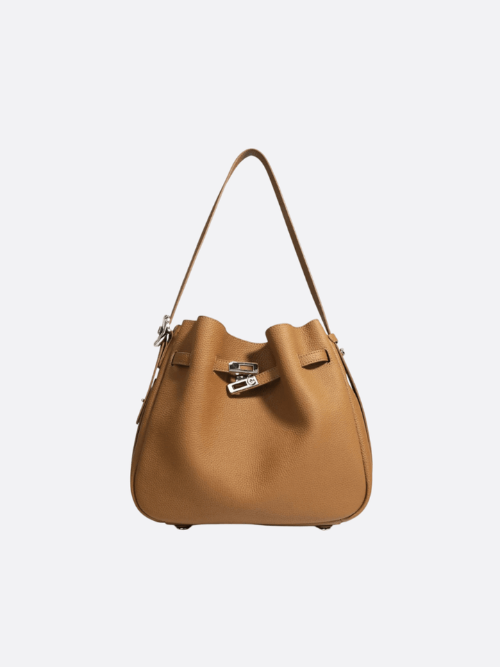 sac seau cuir camel