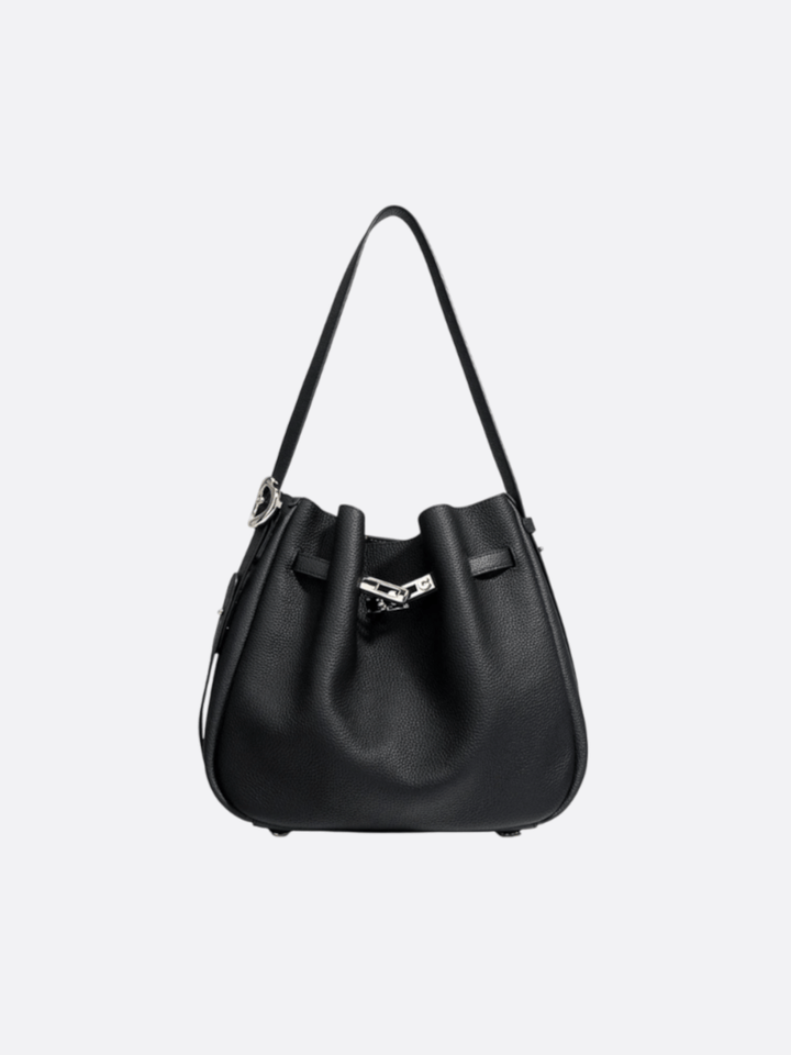 sac seau cuir noir