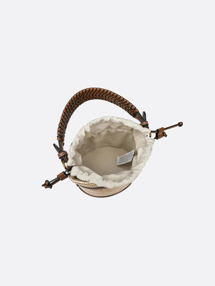 Sac seau en raphia et garniture cuir<br>Terra