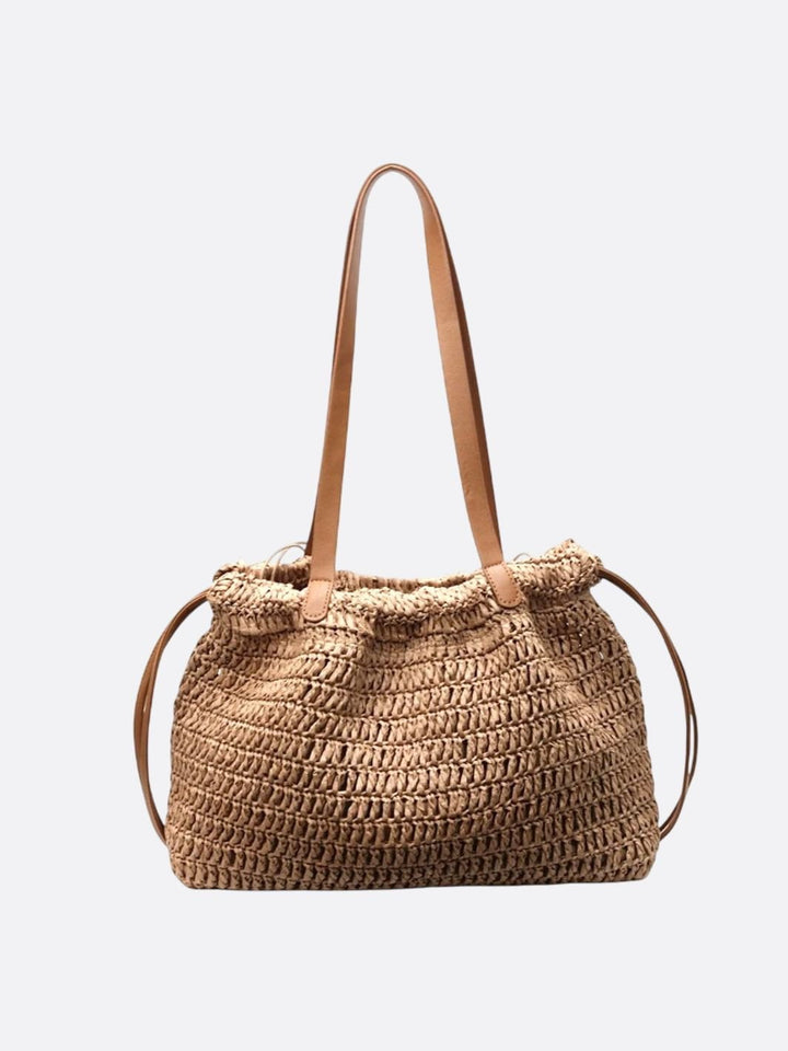 sac souple paille marron clair