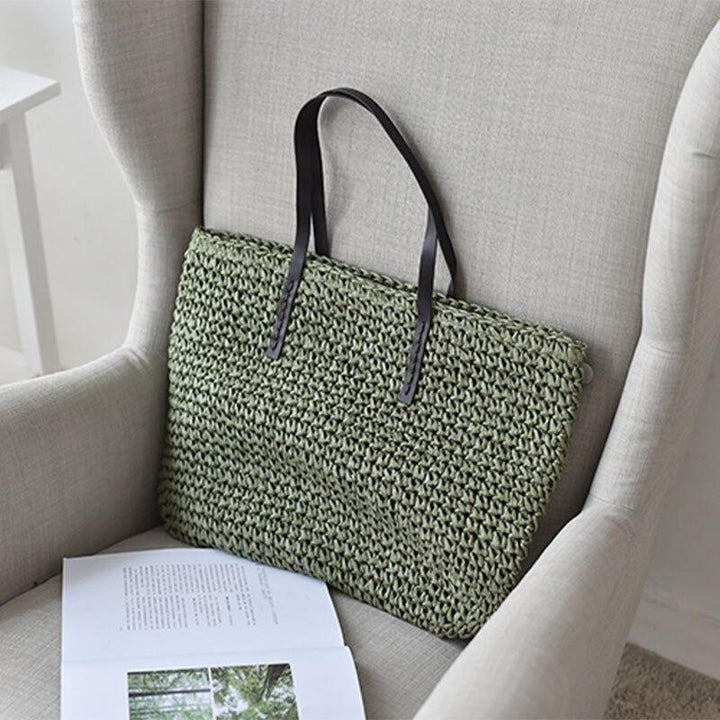 grand sac cabas paille vert